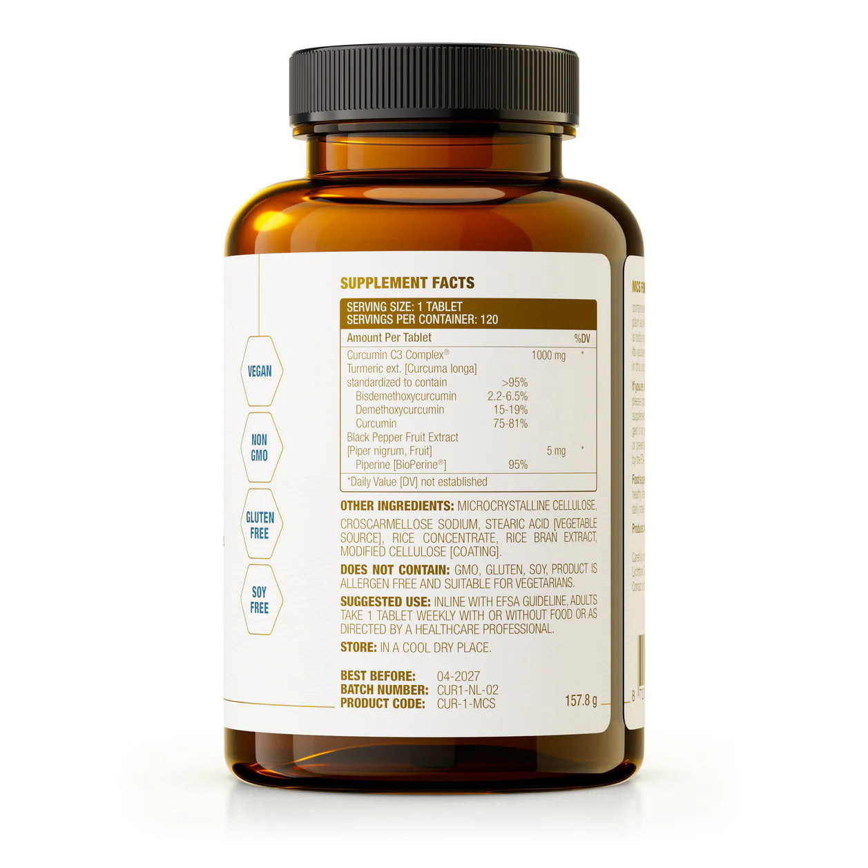Gurkemejeekstrakt C3, 1000 mg (95% curcuminoider), 120 tabletter, MCS Formulas