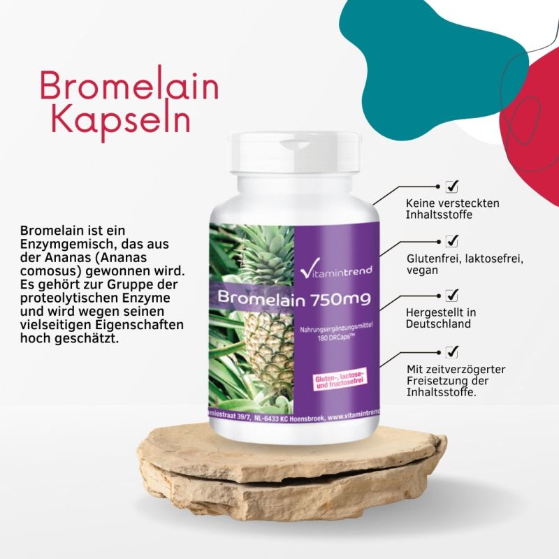 Bromelain 750mg - vegansk - 180 kapsler