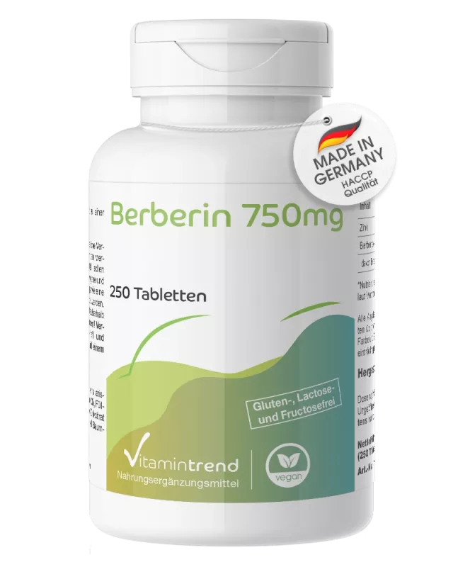 Berberinekstrakt HCL - 750 mg, 250 tabletter
