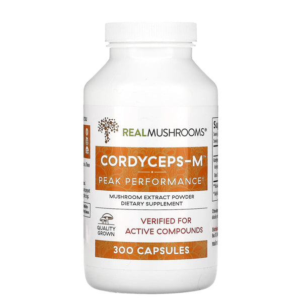 Real Mushrooms, Cordyceps-M™, Mushroom Extract Powder, 120 eller 300 Capsules