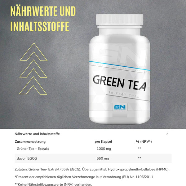 Grøn te - Højdoseret grøn te-ekstrakt med 1000 mg & 550 mg EGCG pr. kapsel