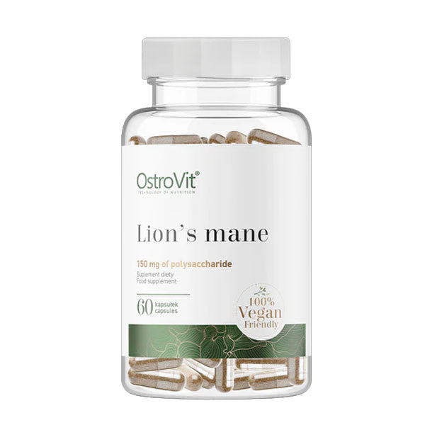 Real Mushrooms Lion's Mane-svampepulver, 60 veg-kapsler fra Ostrovit