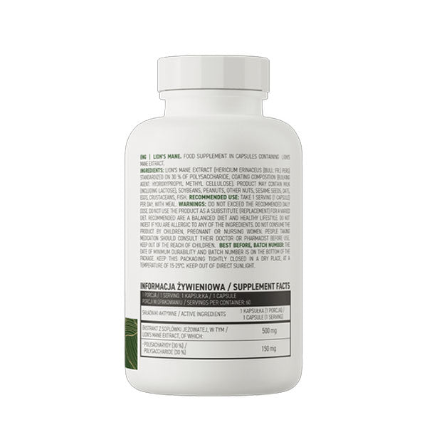 Real Mushrooms Lion's Mane-svampepulver, 60 veg-kapsler fra Ostrovit