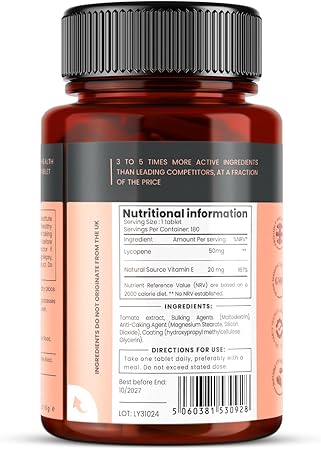 Lycopen 50 mg - 180 tabletter - 300 % stærkere end primære mærker ( MAX 1 PR. ORDRE )