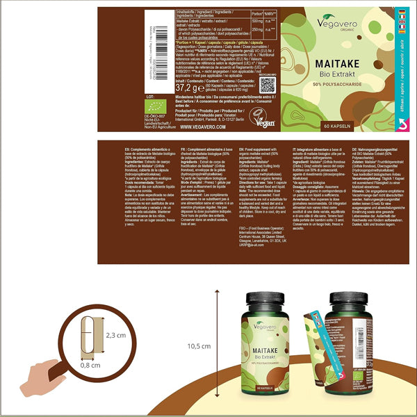 Maitake-ekstrakt - 500 mg, 60 kapsler