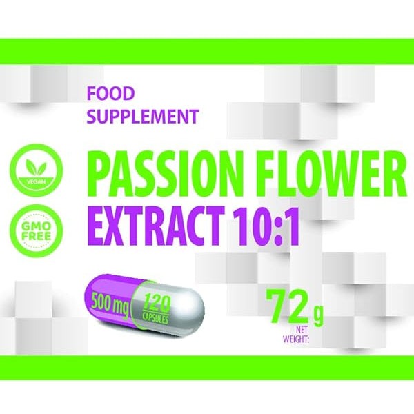 Passionsblomst ekstrakt 500 mg (10:1), 120 kapsler