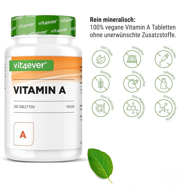 A Vitamin, retinaylacetat, 10.000 I.E. (3000 MG) - 240 eller 365 tabletter