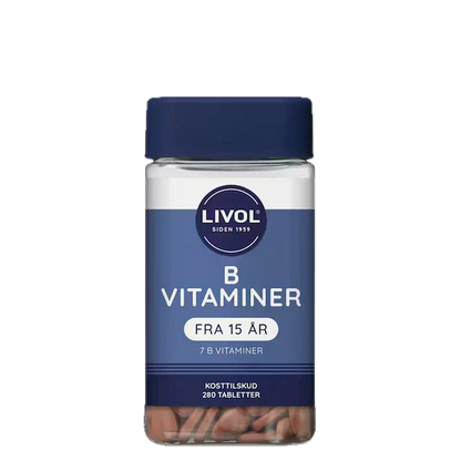B-kompleks, 7 B-vitaminer, 280 tabletter, Livol