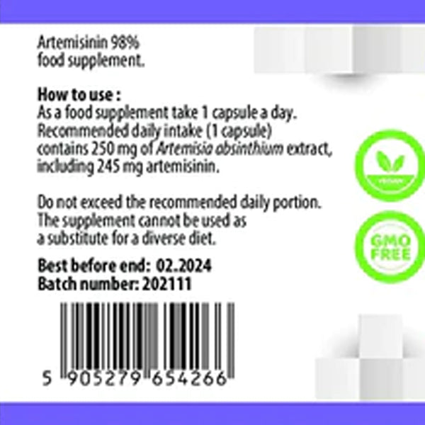 Artemisinin ekstrakt af artemisia 250 mg - 120 kapsler