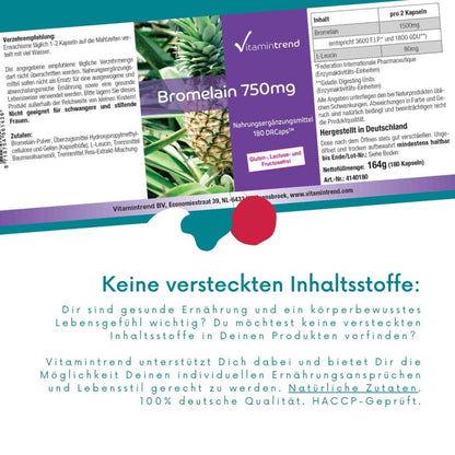 Bromelain 750mg - vegansk - 180 kapsler