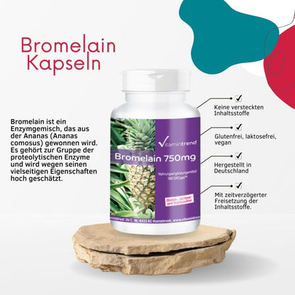 Bromelain 750mg - vegansk - 180 kapsler