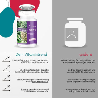 Bromelain 750mg - vegansk - 180 kapsler