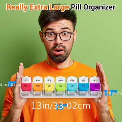 Ekstra Stor Ugentlig Pilleorganisator - XL Daglig Pillekasse (Se video)