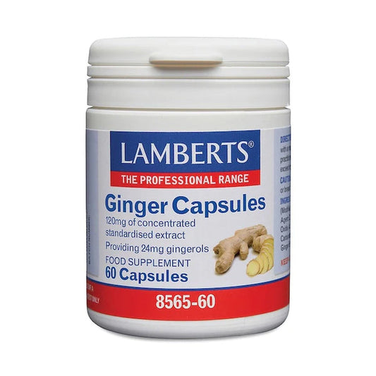 Ingefær (ginger), superstyrke, 120 mg af 120:1 ekstrakt, 60 kapsler fra Lamberts