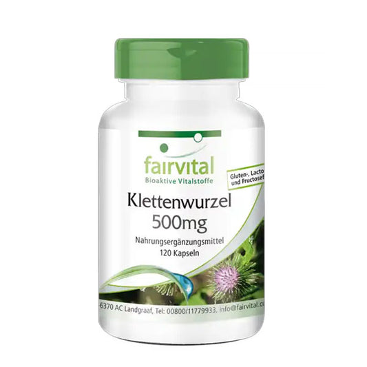 Burrerod Ekstrakt 500 mg, 120 kapsler Kletten Wurzel, Burdoch Root