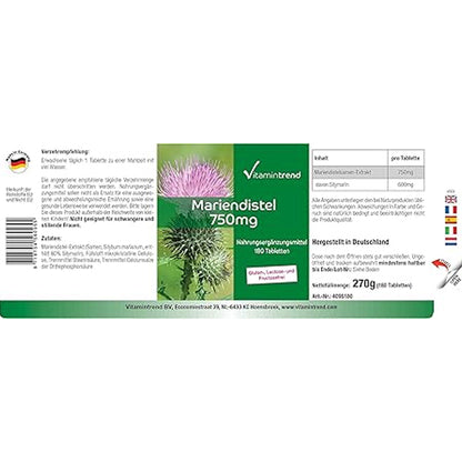 Marietidsel-ekstrakt 750 mg - 180 Vegan Tablets