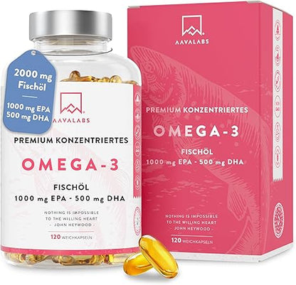 Omega 3 fish oil, 1000 mg-120 capsules