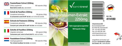 Passionsblomstekstrakt 2250 mg dagligt forbrug - 180 kapsler; vegansk | Vitamin trend