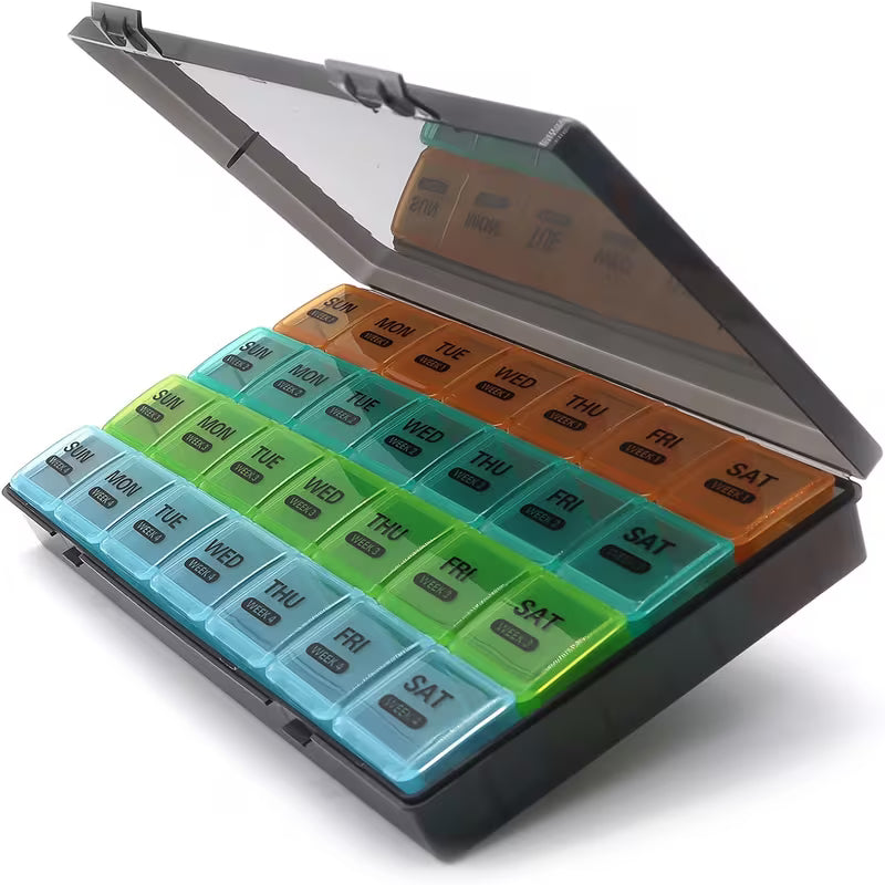 28-rums Pilleæske – Stor Kapacitet, 4×7-Dages Indsatser