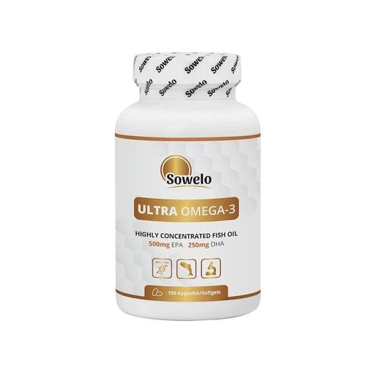 Omega 3 - Ultra Omega 3 - 500 EPA/250 DHA - 100 Softgel kapsler fra Sowelo